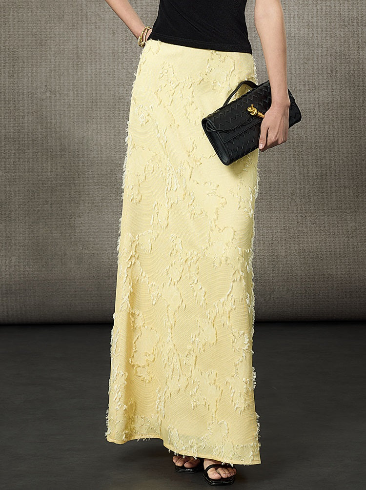 HECO Silk Texture High-Waist Straight Skirt - VIOLET.