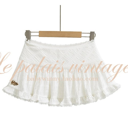 Le Palais Vintage white low-rise skirt-TEE.