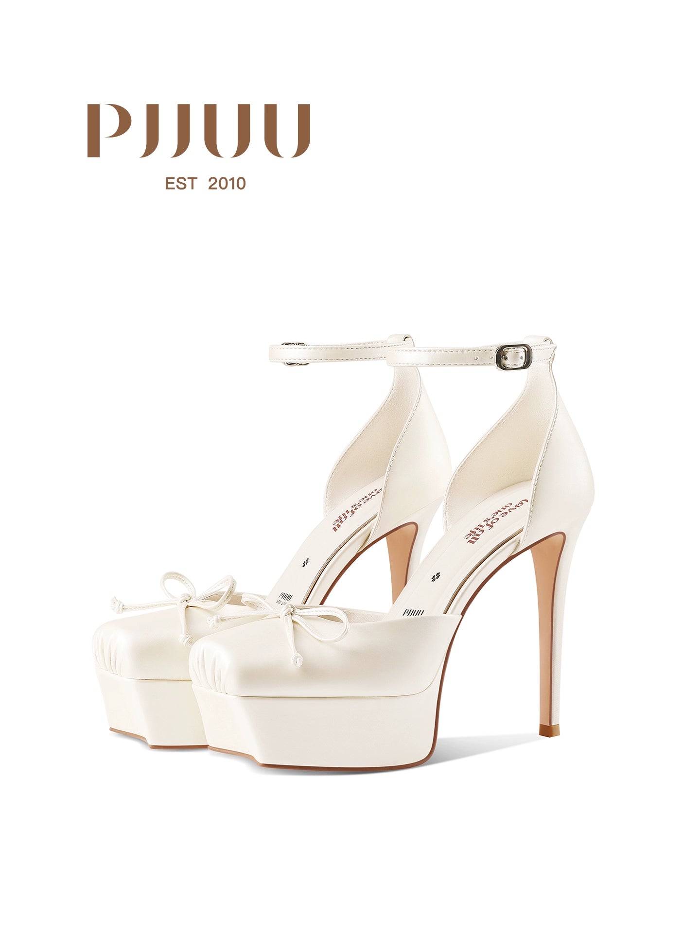 PJJUU ballet style white platform high heels - LUCA.