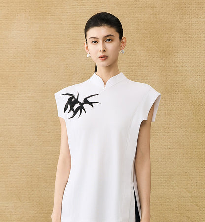 HECO Chinese Bamboo Leaf Print Short Sleeve T-Shirt - CHASE.