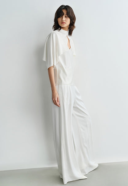 COMME MOI Lv Yan designer summer new women's small stand collar white cape top - DAISY.