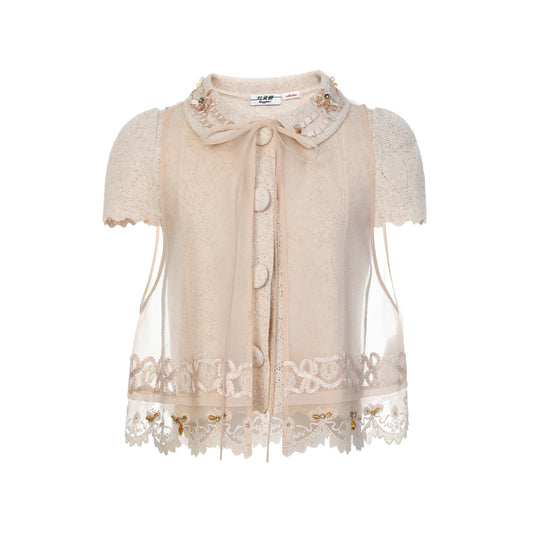 FAME A-line drapery embroidered two-piece top - DANICA