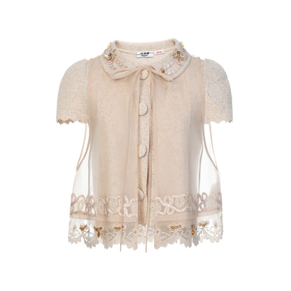 FAME A-line drapery embroidered two-piece top - AVA