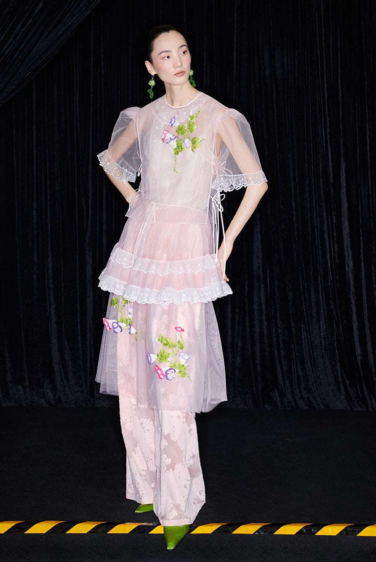 M essential Mackay designer brand mesh hand-painted morning glory vest - SAFE.