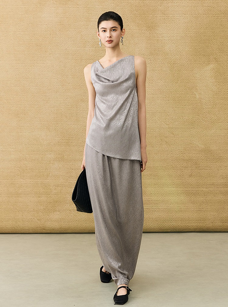 HECO Chinese Temperament Pearlescent High-Waisted High-End Texture Skirt - HELLS.