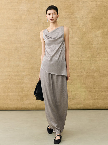 HECO Chinese Temperament Pearlescent High-Waisted High-End Texture Skirt - HELLS.