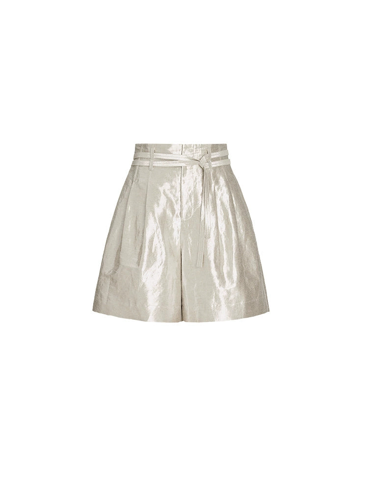 ZHUCHONGYUN silver drawstring three-point shorts--YAIBA.