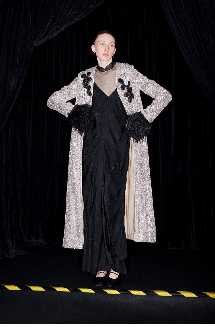 M essential Mackay designer shimmers pavé embroidered coat   - mother.