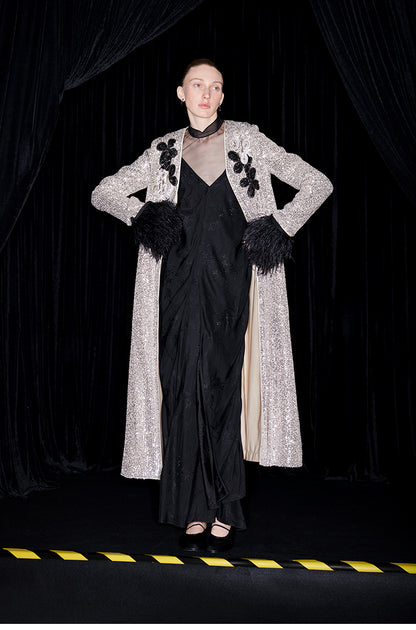 M essential Mackay designer shimmers pavé embroidered coat   - mother.