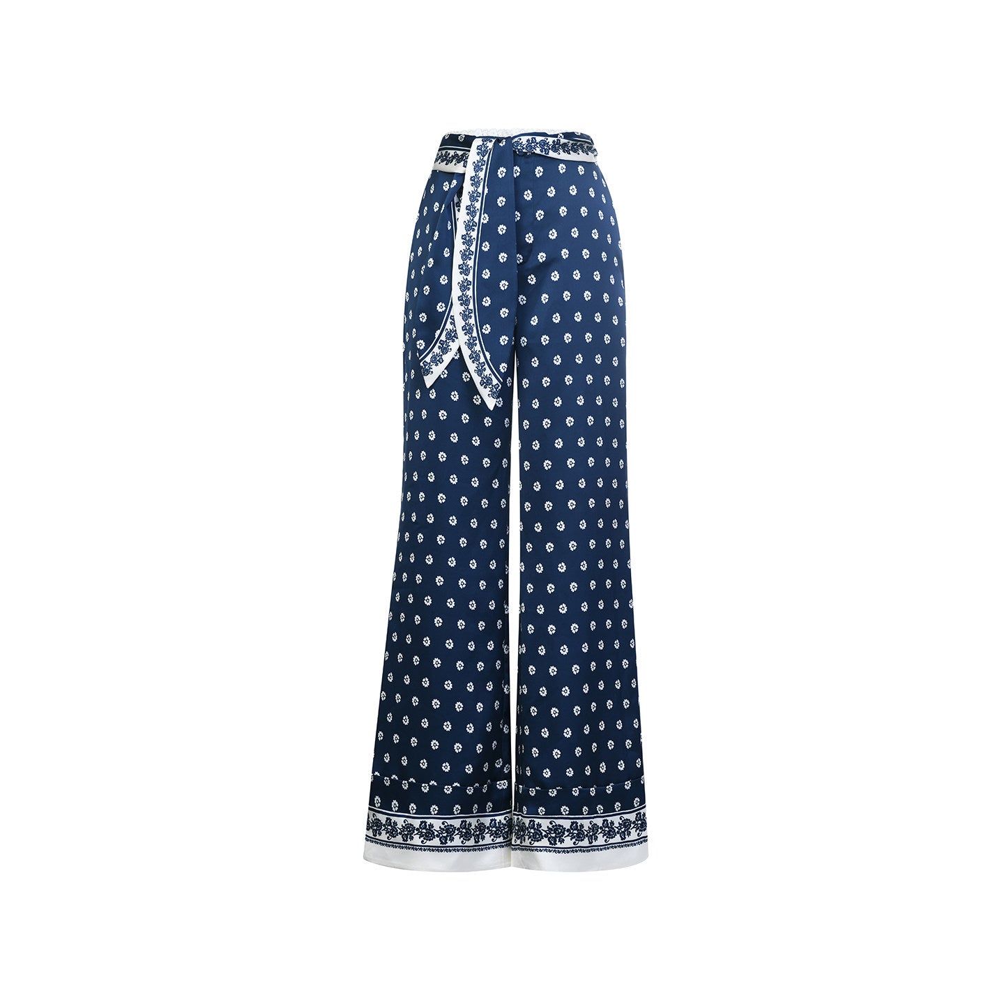 FAME Printed Silk Scarf Pants Straight Loose Wide-leg Slacks