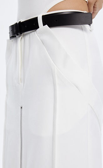 TINY IN zippered slit long straight legs structured seams low waist skirt -TENDO