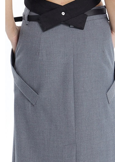 TINY IN zippered slit long straight legs structured seams low waist skirt -TENDO