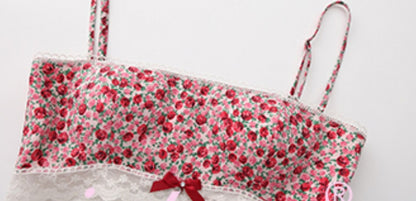 Le Palais Vintage Retro Spice Girl Red Floral Short Low-waisted Skirt-DJO.