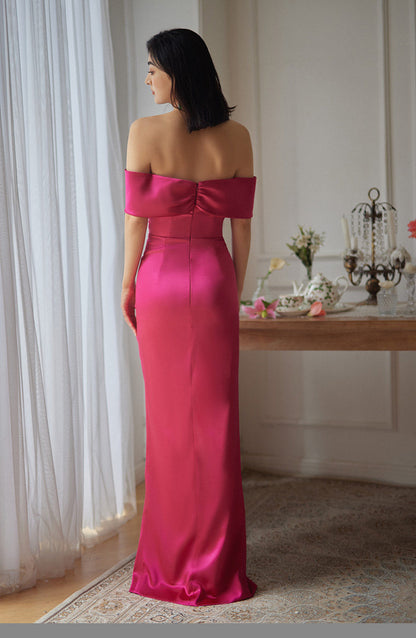 GOUDIN satin light luxury evening dress-SUWA.
