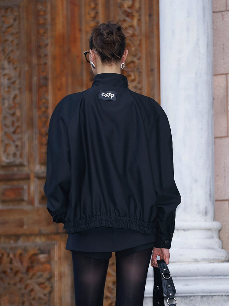 ANNAKIKI American retro basic versatile loose curved jacket-RIKUYA