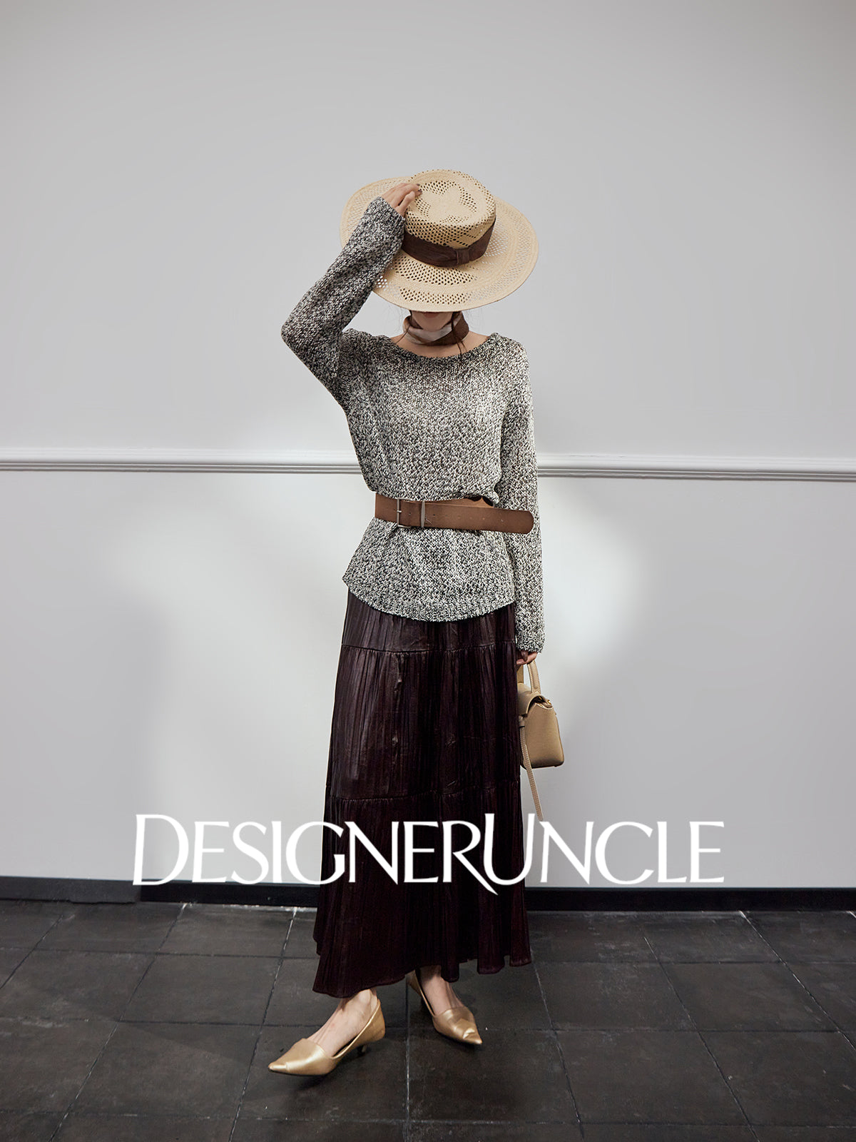 DGU |Flower Gray Knitted New Loose Lazy Style Light Luxury Niche Design Pullover - CHANT.