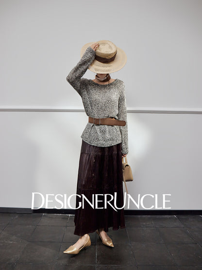 DGU |Flower Gray Knitted New Loose Lazy Style Light Luxury Niche Design Pullover - CHANT.