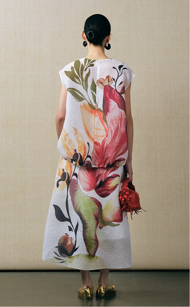 ZHUCHONGYU floral A-line airy printed skirt and top outfit set-ANZU.