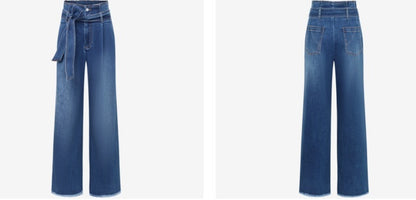 COMME MOI Lu Yan designer women's fashion stretch high-waisted wide-leg jeans - RILEY.