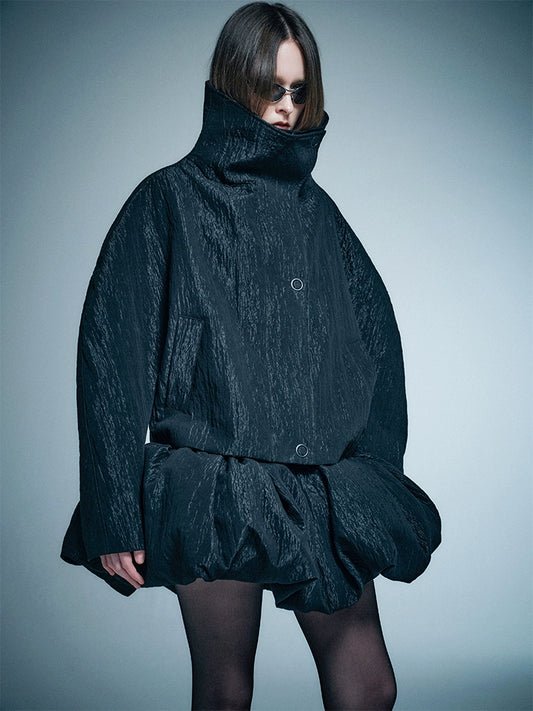 ANNAKIKI Loose Niche Designer Stand Collar Curved Sleeve Jacket-TAKUMI