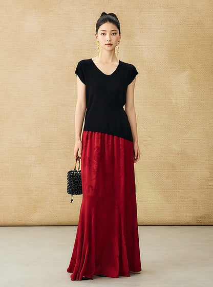 HECO Chinese Versatile Beveled Side Buckle V-Neck Knit Top - BREA.