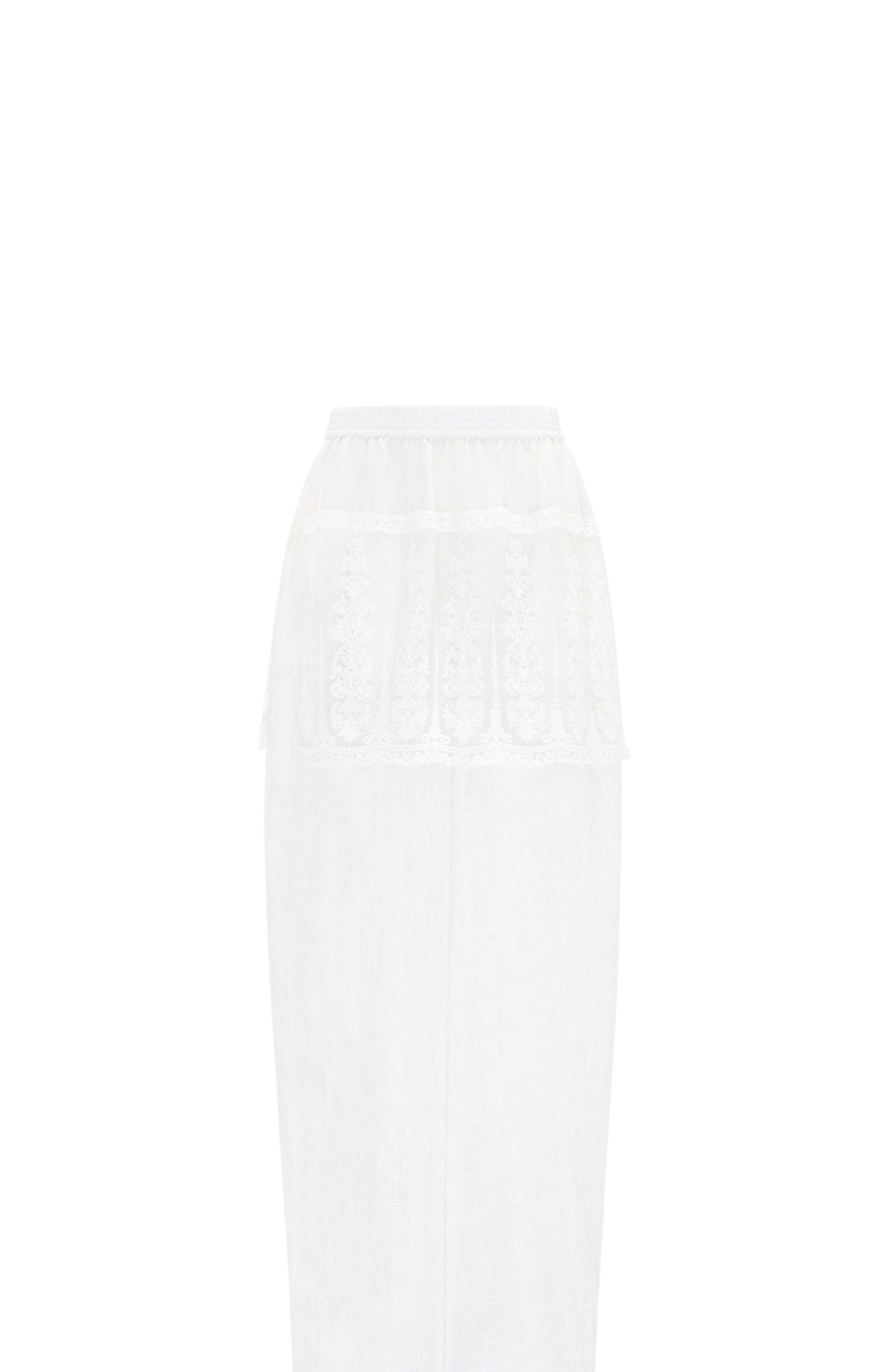 M essential Mackay designer Zen linen layered lace elasticated waist loose trousers - ZING.