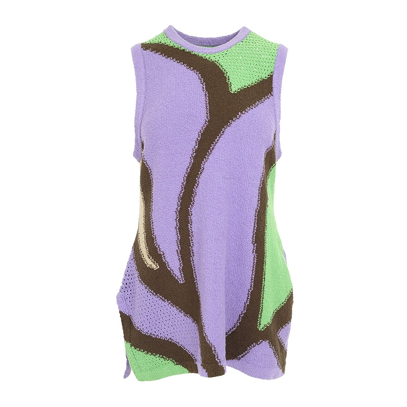 ZHUCHONGYUN Flower Draft Textured Crew Neck Vest--SUZUMIYA.