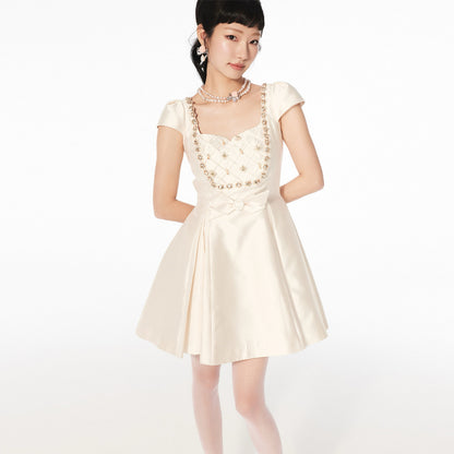FAME beaded A-line pleated short dress- CHRISTOPHER