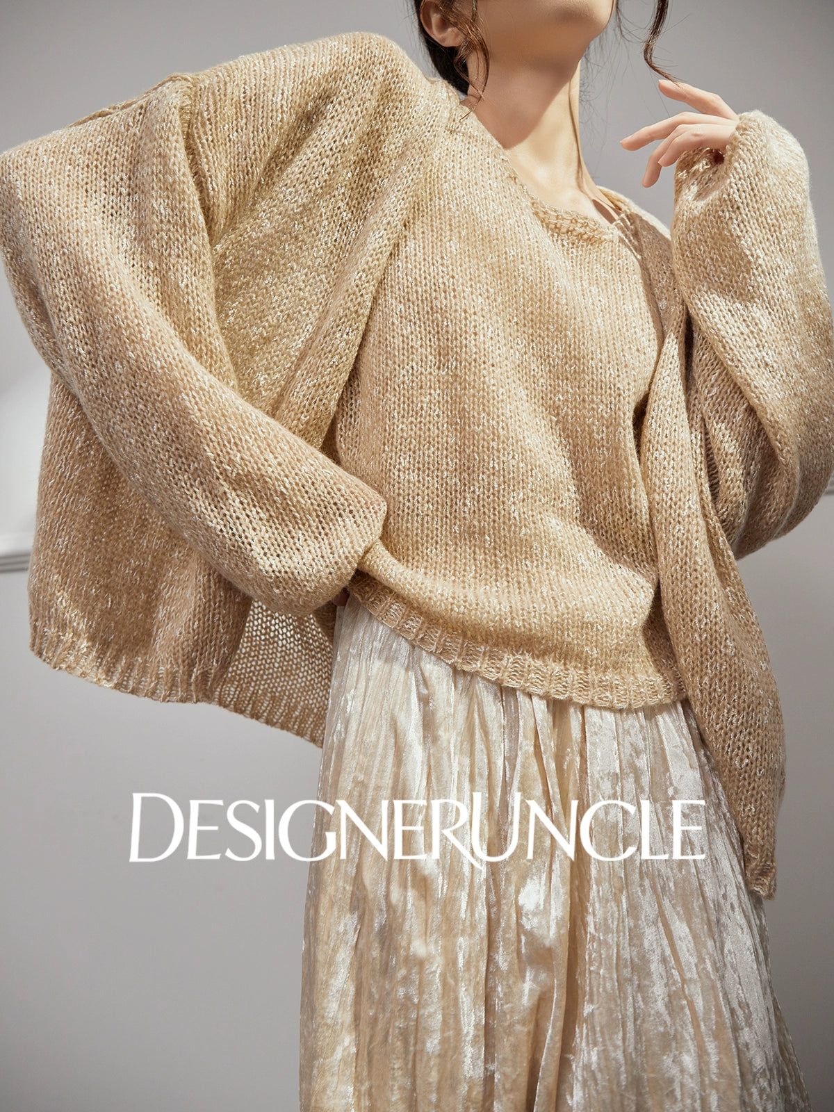 DGU "Molan" dark gray new lazy wind versatile high-end two-piece set - William.