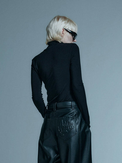 ANNAKIKI casual four-pointed star cut-out slim top-KAIYA