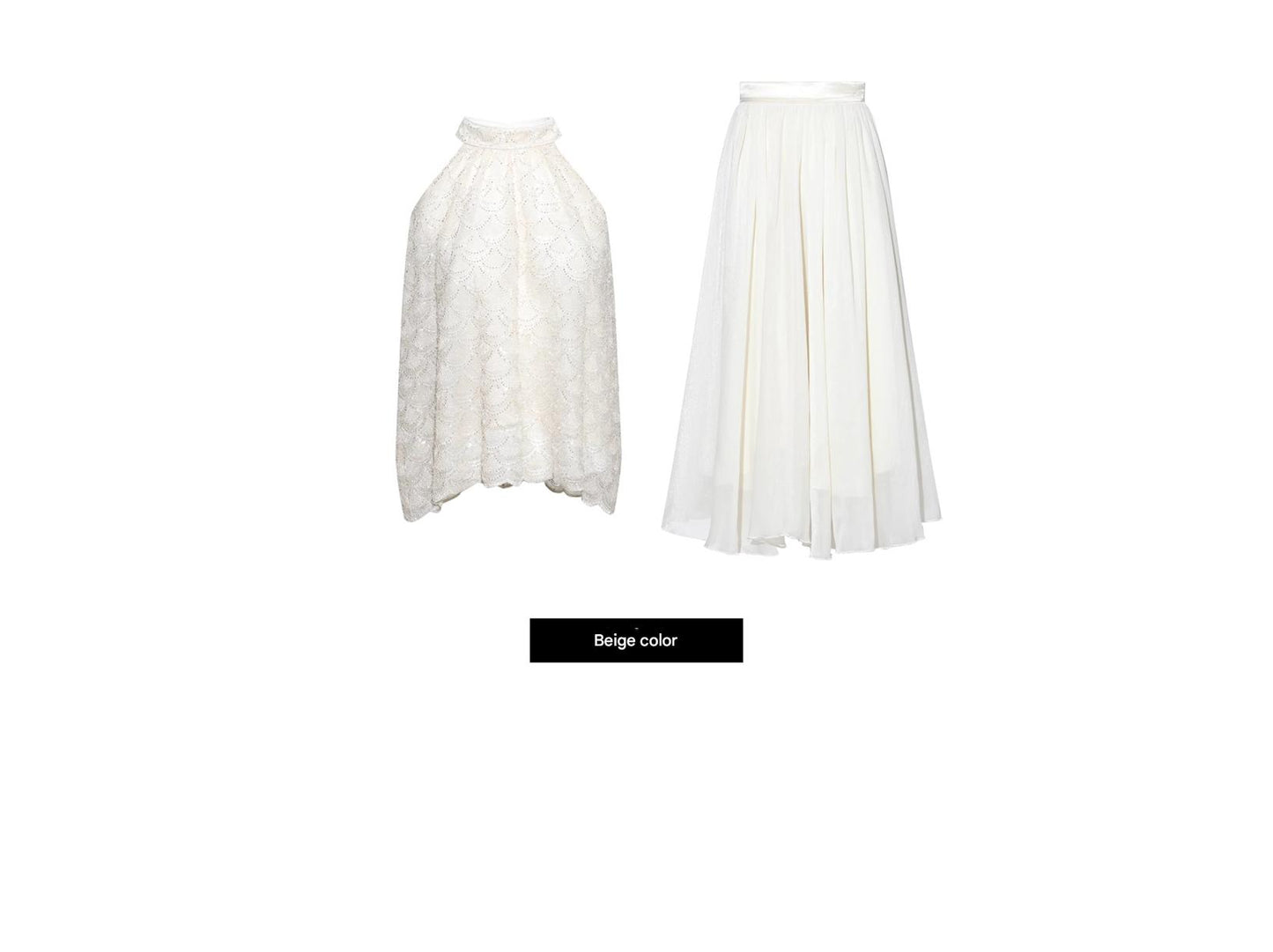 WANGXO Sequin Halterneck Top & A-Line Gauze Skirt - ZELDA.
