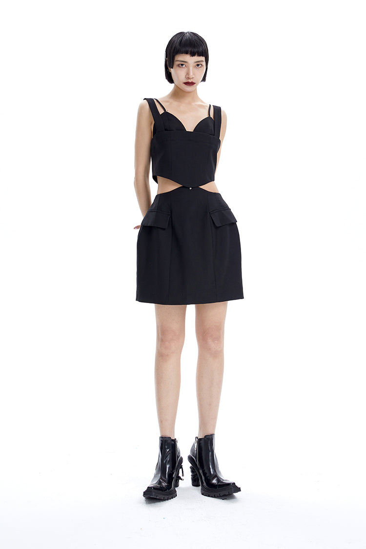 The TINY IN split-out open-waisted strap dress -CACAS