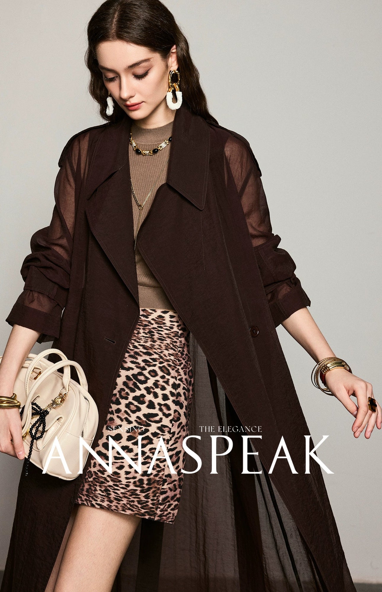 ANNASPEAK Machine  Midi Length Lightweight Loose Silhouette Long Trench Coat-MUA.