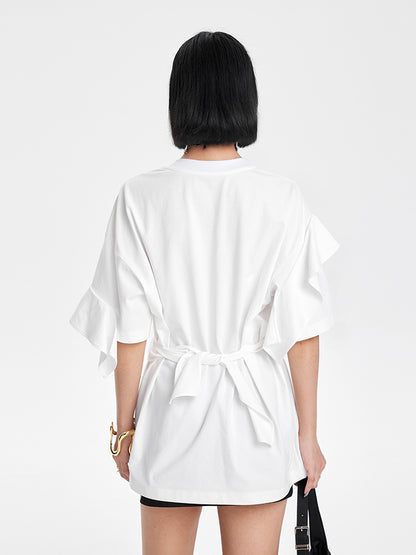 TINY IN ruffled crewneck large dropped shoulders versatile top -SAC