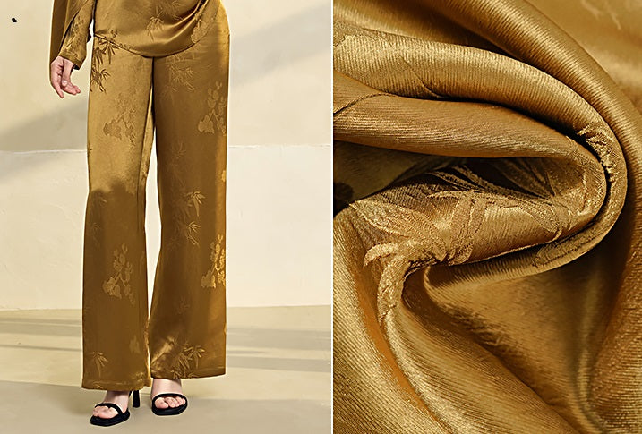 HECO Texture Jacquard Draping Straight Wide-legged Pants Women - GOOD.