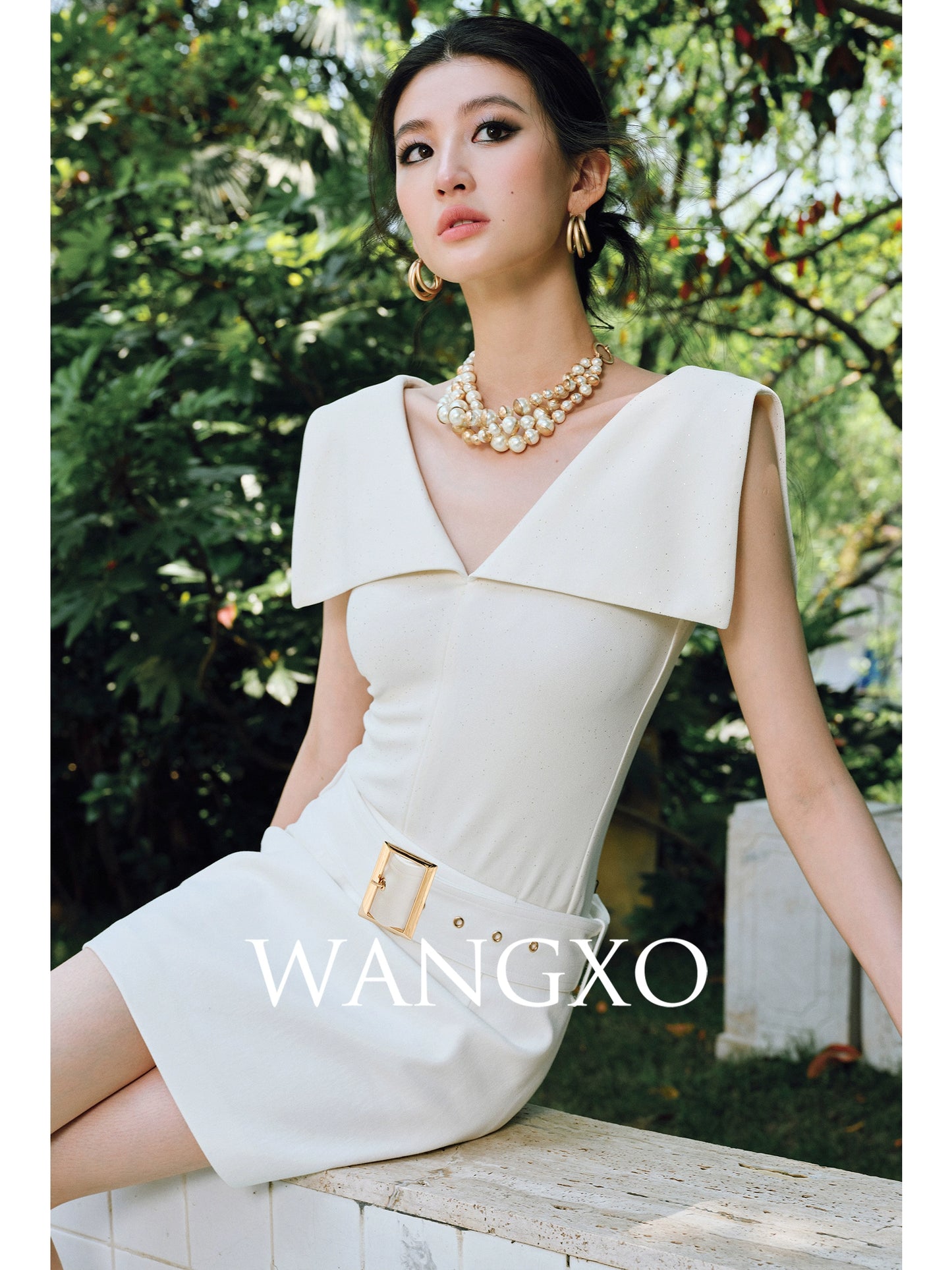 WANGXO | High-Content Premium Cotton Skirt Featuring Metal Loop Belt -RINA