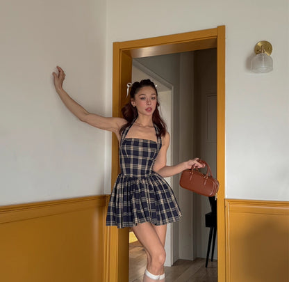 Le palais vintager hot girl style halterneck waist puffy skirt dress-JUNKO.