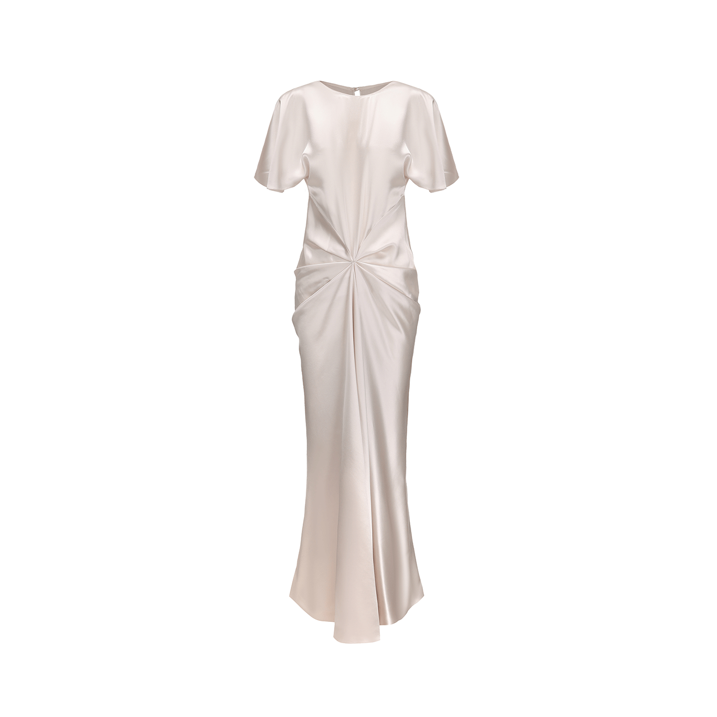 ATELIER MISS LU Draped Acetate Blend Flowing Sleeve Dress - ICING