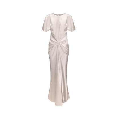 ATELIER MISS LU Draped Acetate Blend Flowing Sleeve Dress - ICING