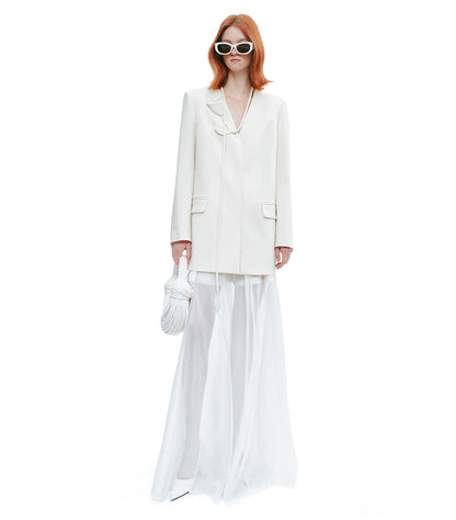 YES BY YESIR | Calla Lily Monroe Loose White Blazer -VIRELIA.