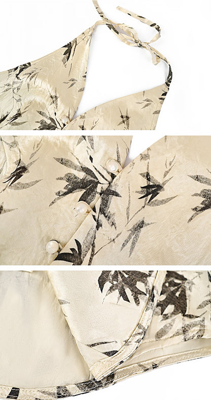 HECO Bamboo Leaf Halterneck Sleeveless Vest - FRONT.