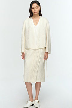COMME MOI Lu Yan designer's new women's high-intelligence silk wool jacquard spliced suit - BREAT.