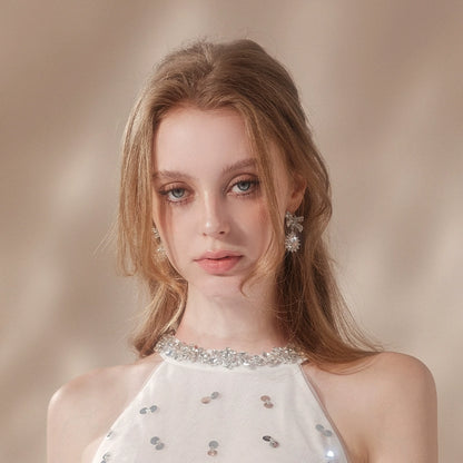 Wardrobes by Chen Classic Gold Water Drop Diamond Bow Stud Earrings-Phoebe