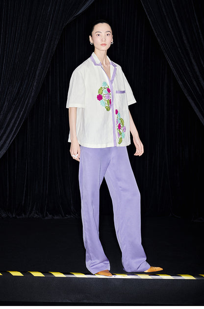 M essential Mackay designer embroidered colour-block roll-neck shirt pants set- jason.