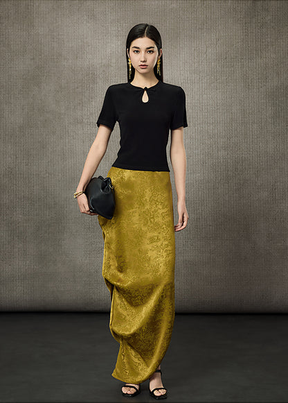 HECO Acetate Knit Buckle Cool Crop Short Sleeve Top - ENGAGE.