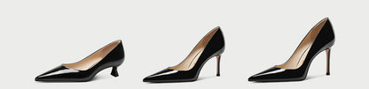 Pjjuu Black Patent Leather Pointed Toe Stiletto Pumps - Daniel Patent