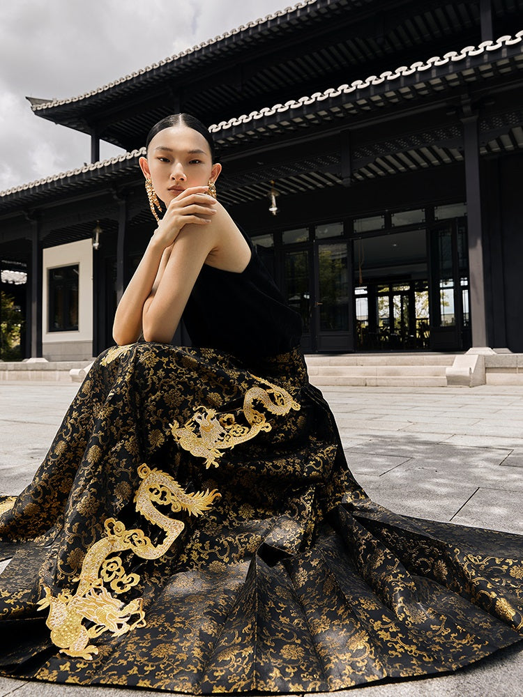 HECO Golden Dragon Year Horse Face High Waisted Skirt - allen.