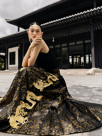 HECO Golden Dragon Year Horse Face High Waisted Skirt - allen.