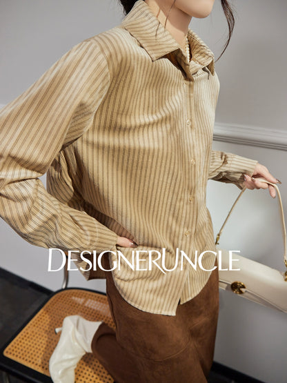 DGU |Mocha Light Luxury Versatile Design Niche Long-Sleeved Loose Top  - Louis.