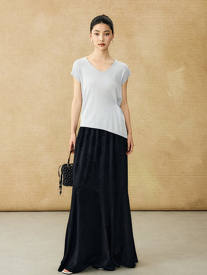 HECO Chinese Versatile Beveled Side Buckle V-Neck Knit Top - BREA.